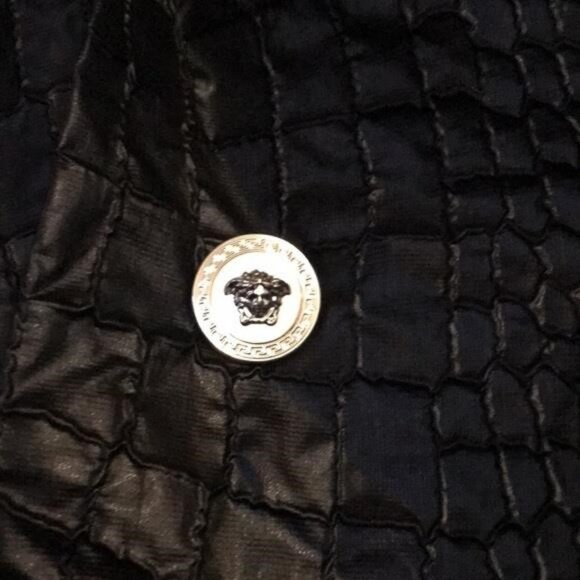 New Authentic Versace Croc-Textured Lacquered A-Line Trench Coat - Picture 4 of 10